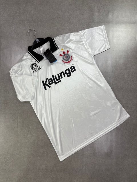 Camisa Retro Corinthians Kalunga Polo Branca