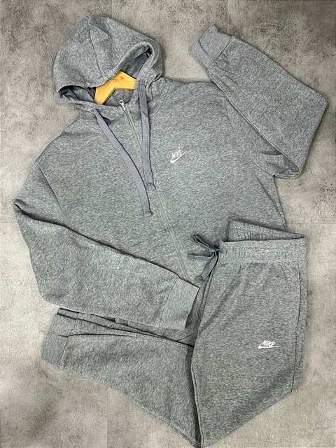 Conjunto Moletom Nike Club Unissex Cinza