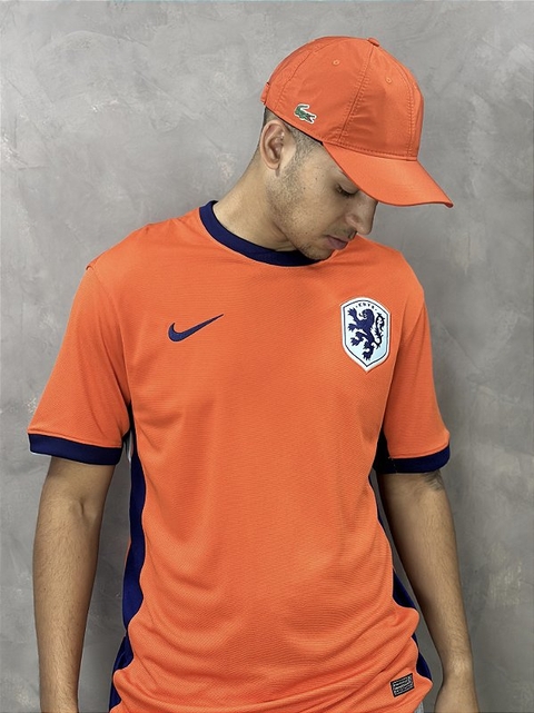 Camisa Holanda I 2024 Nike Torcedor Masculina Laranja