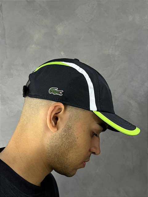 Boné Lacoste Djokovic Preto e Verde Sport
