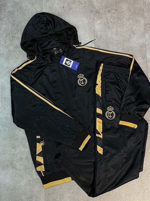 CONJUNTO AGASALHO FC REAL MADRID PRETO