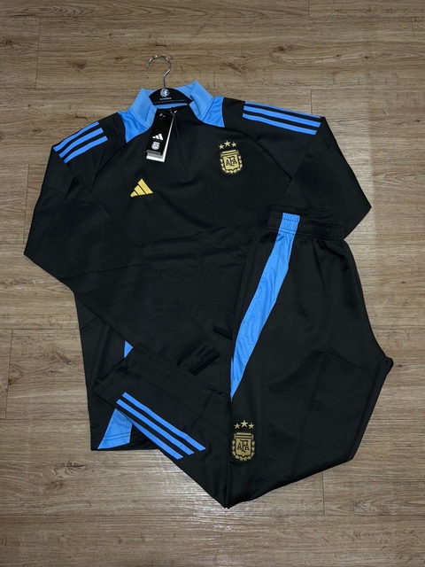 Conjunto de treino Seleção Argentina Preto/Azul 2025