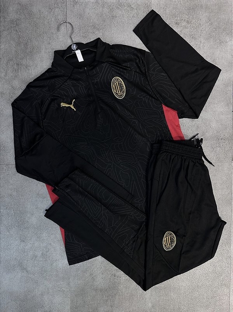 Conjunto Treino Milan preto e Dourado Lançamento 2025