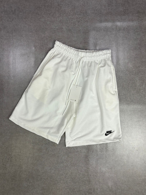 BERMUDA MOLETOM NIKE OFF WHITE BORDADA