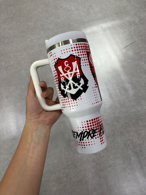 COPO TERMICO FLAMENGO DEGRADE BRANCO CANUDO