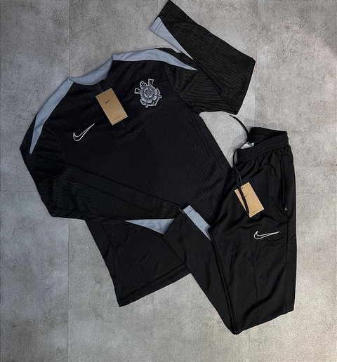 CONJUNTO DE TREINO CORINTHIANS MODELO JOGADOR PRETO