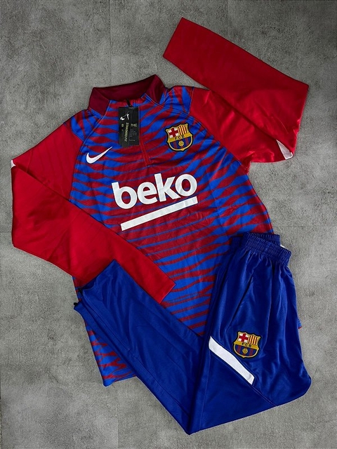 Conjunto Treino Barcelona Vermelho e Azul 2025