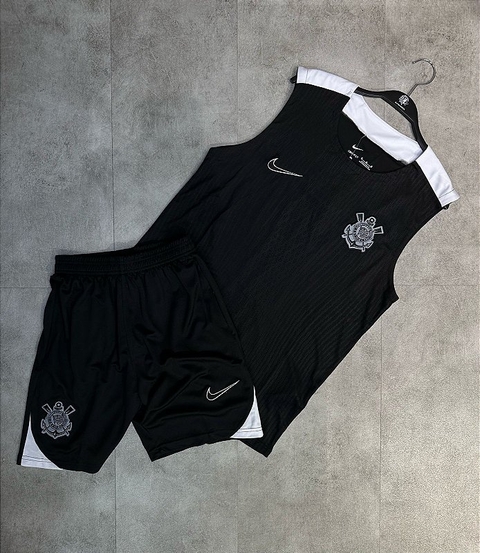 Conjunto Regata+Shorts Corinthians Jogador Preto 25/26