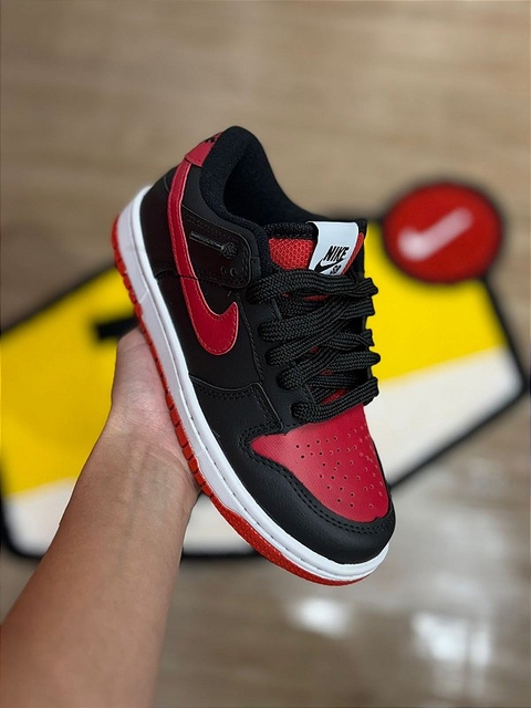 TENIS NIKE DUNK PRETO E VERMELHO