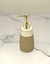 DISPENSER DE JABÓN BEIGE/BLANCO RAYAS - CERÁMICA