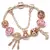 Imagem do Charm Bracelet Rose Gold com Pingente Coração e Chave – Pulseira Fina com Beads e Detalhes Elegantes