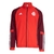 Jaqueta corta-vento masculina Adidas nas cores vermelha e vinho, com logo e detalhes em branco.