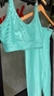 Conjunto canelado de top e calça sem bolso - Verde Água - Use Lunna Store