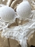 Conjunto de renda e tule com bojo - Branco na internet