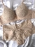 Conjunto de lingerie de renda e microfibra com bojo - Nude
