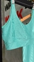 Conjunto canelado de top e calça sem bolso - Verde Água na internet