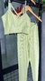 Conjunto canelado de top e calça sem bolso - Verde Pistache - comprar online