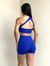 Conjunto de short e top ombro único - Azul - loja online