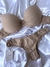 Conjunto de lingerie de microfibra com bojo plissado - Chocolate