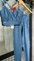 Conjunto canelado de top e calça sem bolso - Azul Jeans - loja online