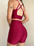 Conjunto canelado de top e short com bolso - Carmin na internet