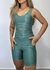 Imagem do Conjunto canelado de top e short com um bolso - Verde Salvia