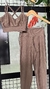 Conjunto canelado de top e calça sem bolso - Castanho - Use Lunna Store