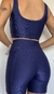 Conjunto canelado de top e short meia coxa com bolso - Azul Marinho na internet