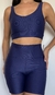 Conjunto canelado de top e short meia coxa com bolso - Azul Marinho - comprar online