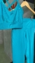 Conjunto canelado de top e calça sem bolso - Azul Turquesa na internet