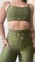 Conjunto canelado de top e short sem bolso - Verde Musgo - comprar online