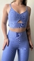 Conjunto canelado de top e calça sem bolso - Azul Celeste - comprar online