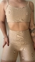 Conjunto canelado de top e short sem bolso - Nude - comprar online