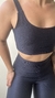 Conjunto canelado de top e calça sem bolso - Azul Marinho na internet