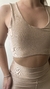 Conjunto canelado de top e calça sem bolso - Nude na internet