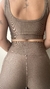 Imagem do Conjunto canelado de top e short meia coxa com bolso - Castanho