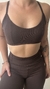 Conjunto de top e short sem bolso meia coxa Basic - Café - loja online
