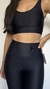 Conjunto canelado de top e calça sem bolso - Preto - comprar online