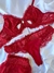 Conjunto de lingerie de renda sem bojo - Vermelho - comprar online