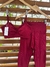 Conjunto canelado de top e calça com bolso - Carmin - comprar online