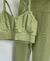 Conjunto canelado de top e calça sem bolso - Pistache - comprar online