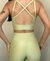 Conjunto canelado de top e calça sem bolso - Pistache