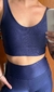 Conjunto canelado de top e short com bolso - Azul Marinho - loja online