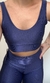 Conjunto canelado de top e short com bolso - Azul Marinho - comprar online