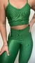 Conjunto canelado de top e calça sem bolso - Verde Folha - Use Lunna Store