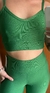 Conjunto canelado de top e calça sem bolso - Verde Folha - loja online