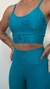Conjunto canelado de top e calça sem bolso - Azul Turquesa - loja online
