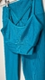 Conjunto canelado de top e calça sem bolso - Azul Turquesa
