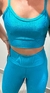 Imagem do Conjunto canelado de top e calça sem bolso - Azul Turquesa
