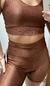 Conjunto canelado de top e short com bolso - Cappuccino - loja online